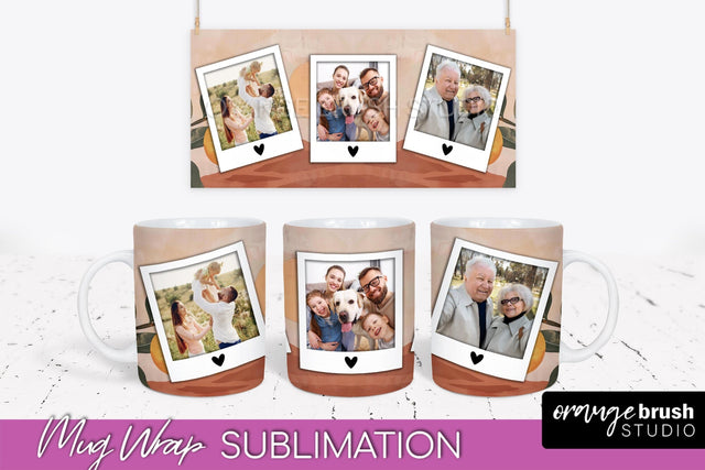 Add Your Photo Mug Wrap - Boho Mug Sublimation Design Sublimation OrangeBrushStudio 