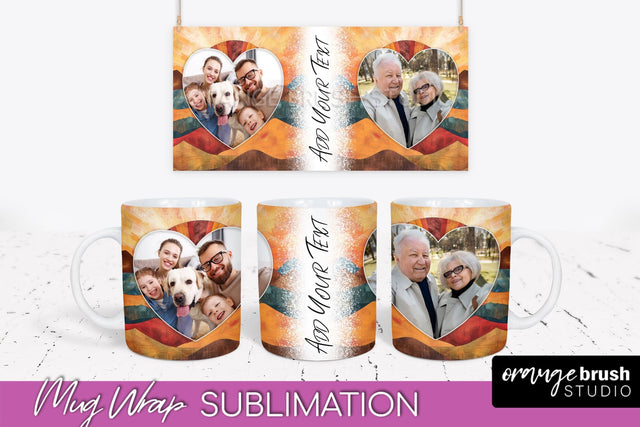 Add Your Photo Mug Wrap - Boho Mug Sublimation Design Sublimation OrangeBrushStudio 