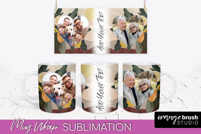 Add Your Photo Mug Wrap - Boho Mug Sublimation Design Sublimation OrangeBrushStudio 