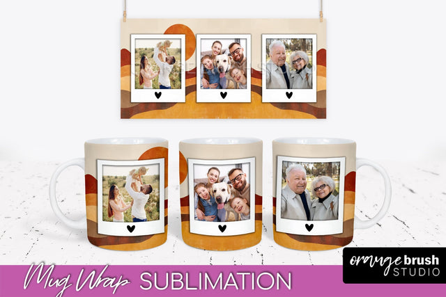 Add Your Photo Mug Wrap - Boho Mug Sublimation Design Sublimation OrangeBrushStudio 