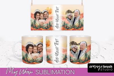 Add Your Photo Mug Wrap - Boho Mug Sublimation Design Sublimation OrangeBrushStudio 