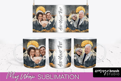 Add Your Photo Mug Wrap - Boho Mug Sublimation Design Sublimation OrangeBrushStudio 