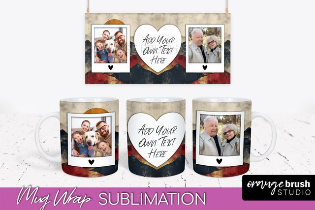Add Your Photo Mug Wrap - Boho Mug Sublimation Design Sublimation OrangeBrushStudio 