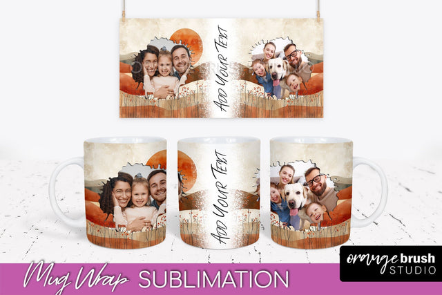 Add Your Photo Mug Wrap - Boho Mug Sublimation Design Sublimation OrangeBrushStudio 