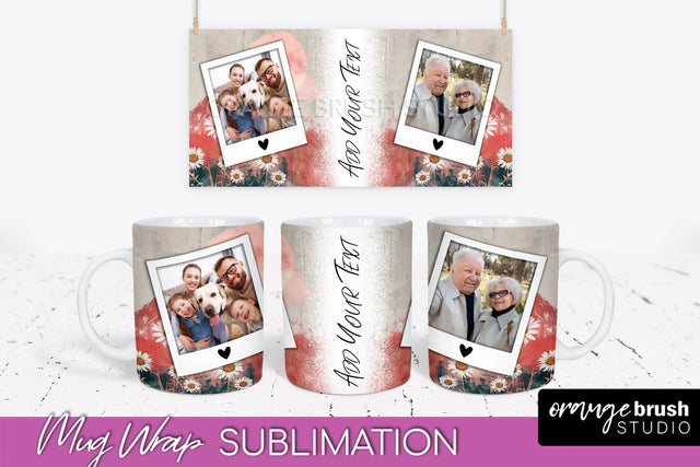 Add Your Photo Mug Wrap - Boho Mug Sublimation Design Sublimation OrangeBrushStudio 