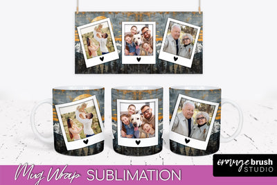 Add Your Photo Mug Wrap - Boho Mug Sublimation Design Sublimation OrangeBrushStudio 