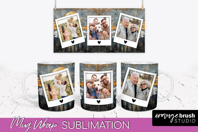 Add Your Photo Mug Wrap - Boho Mug Sublimation Design Sublimation OrangeBrushStudio 