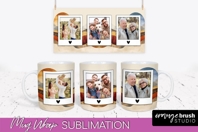 Add Your Photo Mug Wrap - Boho Mug Sublimation Design Sublimation OrangeBrushStudio 