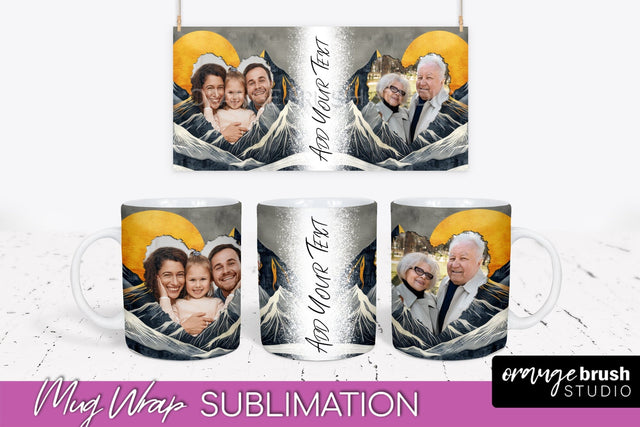 Add Your Photo Mug Wrap - Boho Mug Sublimation Design Sublimation OrangeBrushStudio 