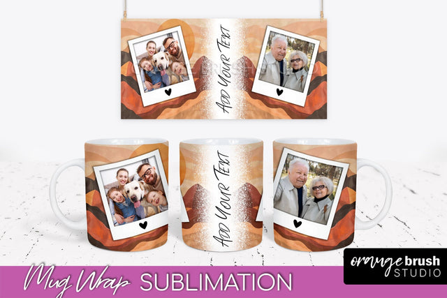 Add Your Photo Mug Wrap - Boho Mug Sublimation Design Sublimation OrangeBrushStudio 