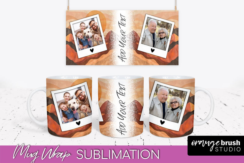 Add Your Photo Mug Wrap - Boho Mug Sublimation Design Sublimation OrangeBrushStudio 