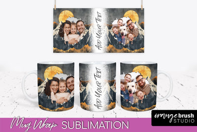 Add Your Photo Mug Wrap - Boho Mug Sublimation Design Sublimation OrangeBrushStudio 