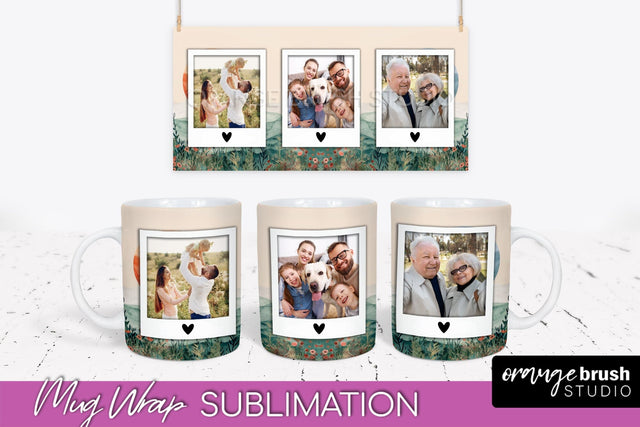 Add Your Photo Mug Wrap - Boho Mug Sublimation Design Sublimation OrangeBrushStudio 
