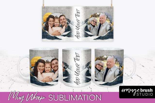 Add Your Photo Mug Wrap - Boho Mug Sublimation Design Sublimation OrangeBrushStudio 