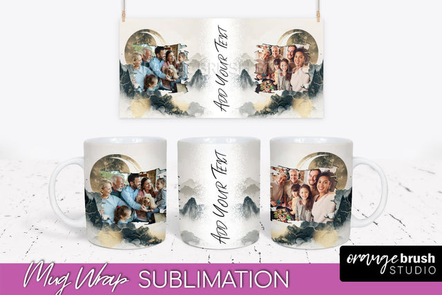 Add Your Photo Mug Wrap - Boho Mug Sublimation Design Sublimation OrangeBrushStudio 