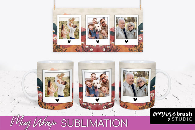 Add Your Photo Mug Wrap - Boho Mug Sublimation Design Sublimation OrangeBrushStudio 