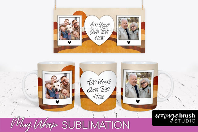 Add Your Photo Mug Wrap - Boho Mug Sublimation Design Sublimation OrangeBrushStudio 