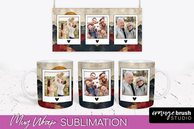 Add Your Photo Mug Wrap - Boho Mug Sublimation Design Sublimation OrangeBrushStudio 
