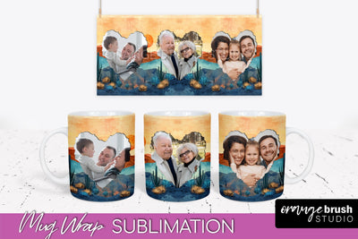 Add Your Photo Mug Wrap - Boho Mug Sublimation Design Sublimation OrangeBrushStudio 