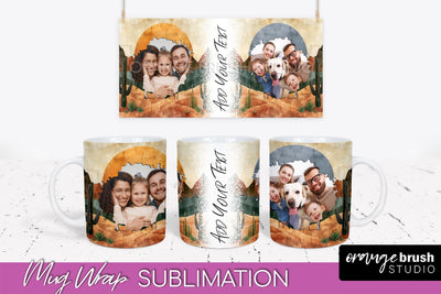 Add Your Photo Mug Wrap - Boho Mug Sublimation Design Sublimation OrangeBrushStudio 