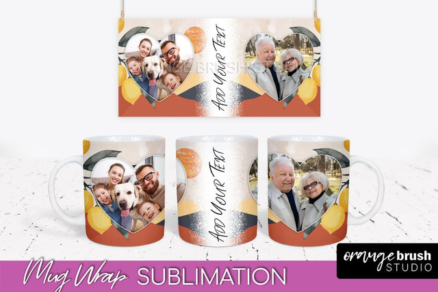 Add Your Photo Mug Wrap - Boho Mug Sublimation Design Sublimation OrangeBrushStudio 