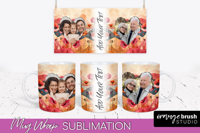 Add Your Photo Mug Wrap - Boho Mug Sublimation Design Sublimation OrangeBrushStudio 