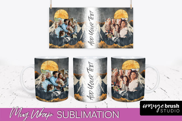 Add Your Photo Mug Wrap - Boho Mug Sublimation Design Sublimation OrangeBrushStudio 