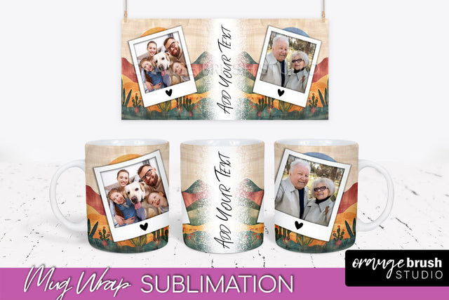 Add Your Photo Mug Wrap - Boho Mug Sublimation Design Sublimation OrangeBrushStudio 