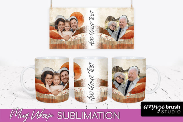 Add Your Photo Mug Wrap - Boho Mug Sublimation Design Sublimation OrangeBrushStudio 