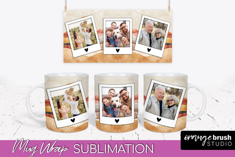 Add Your Photo Mug Wrap - Boho Mug Sublimation Design Sublimation OrangeBrushStudio 