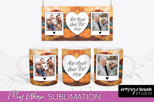 Add Your Photo Mug Wrap - Boho Mug Sublimation Design Sublimation OrangeBrushStudio 