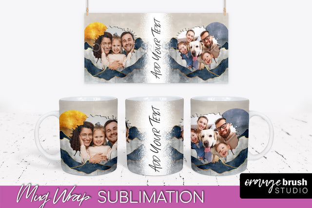 Add Your Photo Mug Wrap - Boho Mug Sublimation Design Sublimation OrangeBrushStudio 