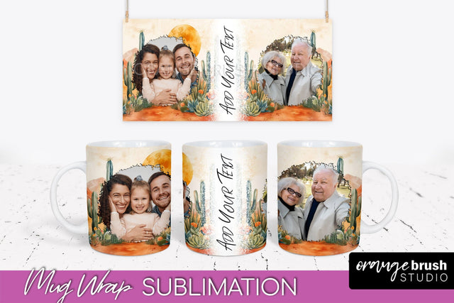 Add Your Photo Mug Wrap - Boho Mug Sublimation Design Sublimation OrangeBrushStudio 