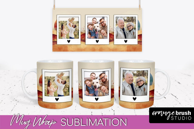 Add Your Photo Mug Wrap - Boho Mug Sublimation Design Sublimation OrangeBrushStudio 