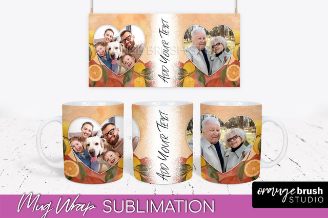Add Your Photo Mug Wrap - Boho Mug Sublimation Design Sublimation OrangeBrushStudio 