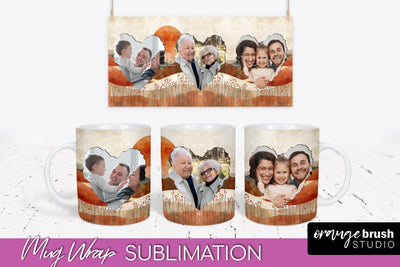 Add Your Photo Mug Wrap - Boho Mug Sublimation Design Sublimation OrangeBrushStudio 