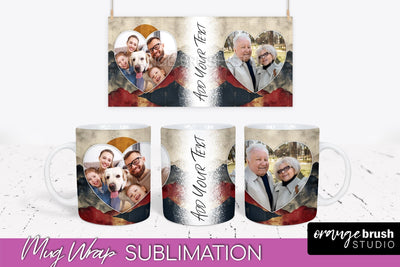 Add Your Photo Mug Wrap - Boho Mug Sublimation Design Sublimation OrangeBrushStudio 