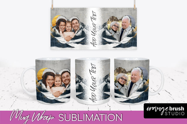 Add Your Photo Mug Wrap - Boho Mug Sublimation Design Sublimation OrangeBrushStudio 