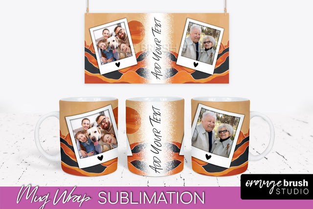 Add Your Photo Mug Wrap - Boho Mug Sublimation Design Sublimation OrangeBrushStudio 