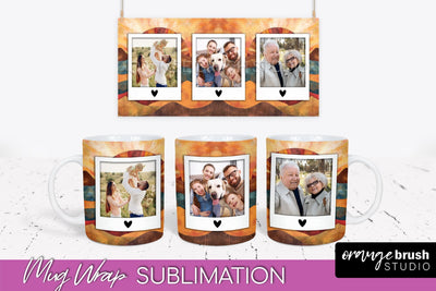 Add Your Photo Mug Wrap - Boho Mug Sublimation Design Sublimation OrangeBrushStudio 