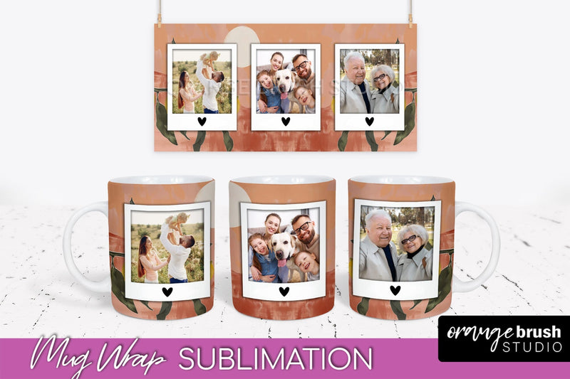 Add Your Photo Mug Wrap - Boho Mug Sublimation Design Sublimation OrangeBrushStudio 