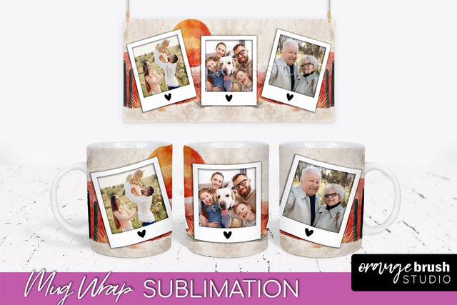 Add Your Photo Mug Wrap - Boho Mug Sublimation Design Sublimation OrangeBrushStudio 