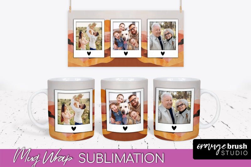 Add Your Photo Mug Wrap - Boho Mug Sublimation Design Sublimation OrangeBrushStudio 