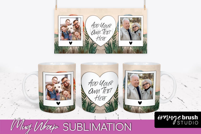 Add Your Photo Mug Wrap - Boho Mug Sublimation Design Sublimation OrangeBrushStudio 