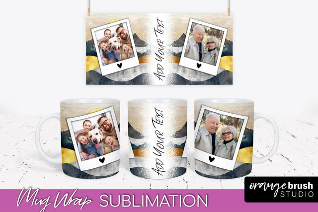 Add Your Photo Mug Wrap - Boho Mug Sublimation Design Sublimation OrangeBrushStudio 