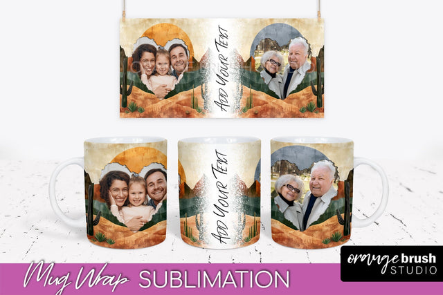 Add Your Photo Mug Wrap - Boho Mug Sublimation Design Sublimation OrangeBrushStudio 