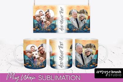 Add Your Photo Mug Wrap - Boho Mug Sublimation Design Sublimation OrangeBrushStudio 