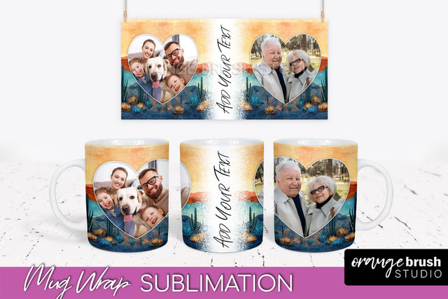Add Your Photo Mug Wrap - Boho Mug Sublimation Design Sublimation OrangeBrushStudio 