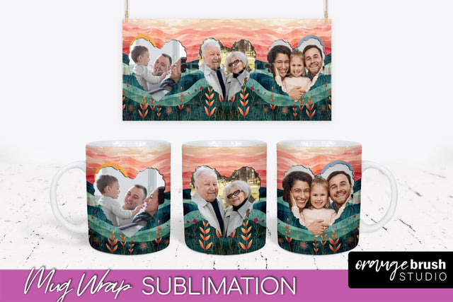 Add Your Photo Mug Wrap - Boho Mug Sublimation Design Sublimation OrangeBrushStudio 