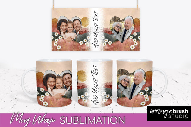 Add Your Photo Mug Wrap - Boho Mug Sublimation Design Sublimation OrangeBrushStudio 